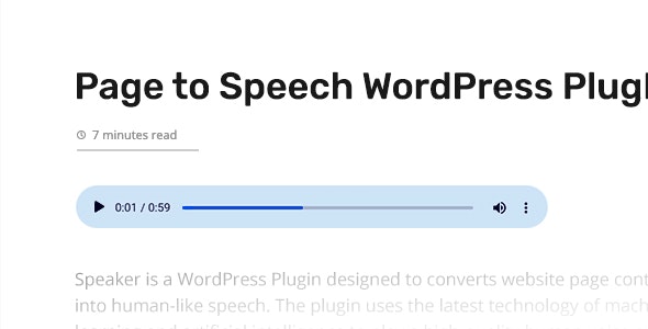 Speaker v3.2.3 – Page to Speech Plugin for WordPress